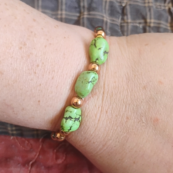 Two Tone Handmade Turquoise Bracelet - Picture 4 of 4